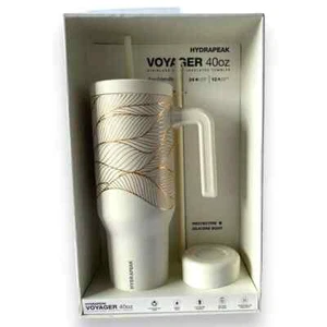 Hydrapeak Voyager 40 oz Handle and Straw Lid Abstract Leaf Gold Box - Picture 1 of 4