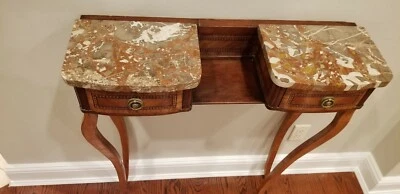 Antique Marble Doublesided Console with Inlaid Mahogany from Doyle Auctions - Image 1 of 4