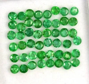Natural Untreated Zambian Emerald Green Round cut Loose Gem 2mm size - Picture 1 of 4