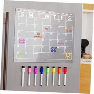 Acrylic Magnetic Dry Erase Board Calendar for Fridge, Clear Planner Monthly - Picture 1 of 8
