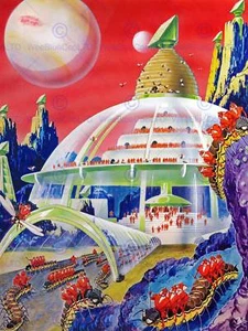 GEMÄLDE SURREAL ALIEN PLANET TAUSENDFÜSSLER WELTRAUM MOND FINE ART PRINT POSTER CC1428 - Bild 1 von 2