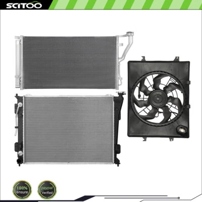 A/C Cooling Fan & Radiator & Condenser Kit For 2011-2013 Kia Optima 2.4L I4 - Image 1 of 4