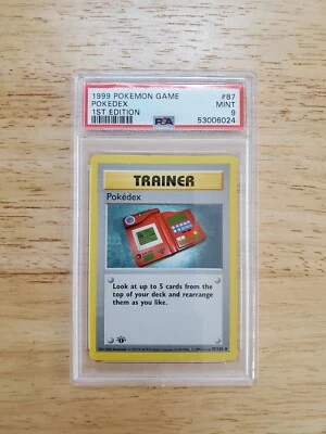 Pokemon PSA 9 MINT 1999 Pokedex 1st Edition Base Set Shadowless Card - Image 1 of 2