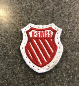 Vtg Rare K Swiss Logo Patch Embroidered Red Shield Sew On 1” X 1 1/4” Unique - Picture 1 of 4