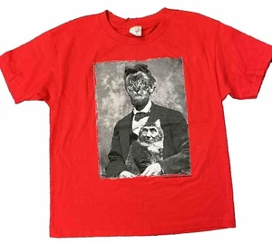 Hybrid Boys Youth Lincoln -Cat Tee Video Game Skills Graphic-Print T-shirt M Red - Picture 1 of 4
