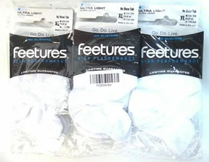 3 Pairs Feetures High Performance Ultra Light, No Show Tab, White, Xtra Large - Picture 1 of 1