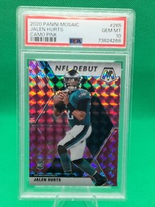 2020 Panini Mosaic NFL Debut Camo Pink Prizm Jalen Hurts PSA 10 GEM MT Rookie RC