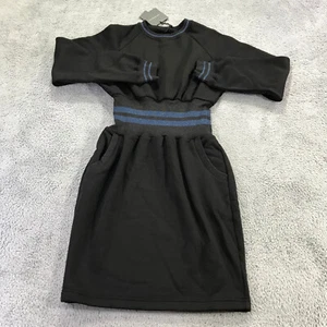 Cynthia Rowley Dress Womens Medium Sweatshirt Dress With Rib Waist Black $ 375 - Picture 1 of 15