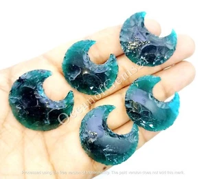 100 Carat London Blue Topaz Moon  Carved, 4 Piece, Loose Gemstone Cabochon Lot - Picture 1 of 9