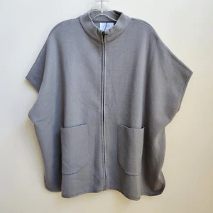 Zara Vest Girls 13-14 Year Gray Full Zip Pancho Cardigan Knit Layering Oversized - Picture 1 of 17