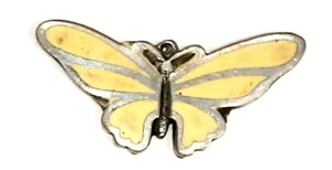Antique Vintage Large Yellow Butterfly Pendant Charm Trim Silver Bead #Fash176 - Picture 1 of 2