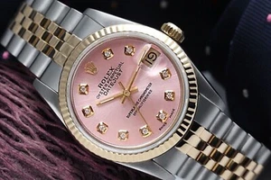 Rolex Datejust 31 mm Metallic Pink Diamond Dial Gold & Steel Two Tone Watch - Picture 1 of 8