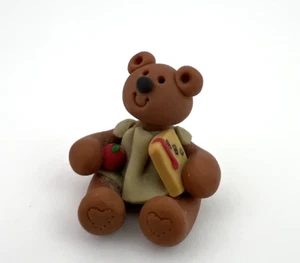 Bear Girl Student with Book Polymer Clay Figurine - Picture 1 of 8