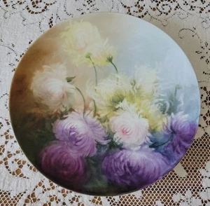 Vintage D&C France Limoges Porcelain Plate Hand Painted Colorful Chrysanthemums - Picture 1 of 19
