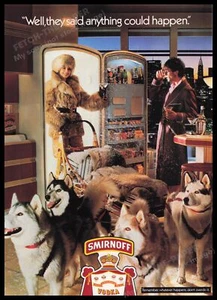 Smirnoff Vodka 1980s Print Advertisement Ad 1982 Alaskan Malamute Dog - Picture 1 of 1