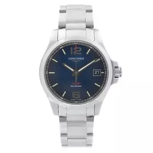 Longines Conquest V.H.P. 41mm Steel Blue Dial Mens Quartz Watch L3.716.4.96.6 - Picture 1 of 6