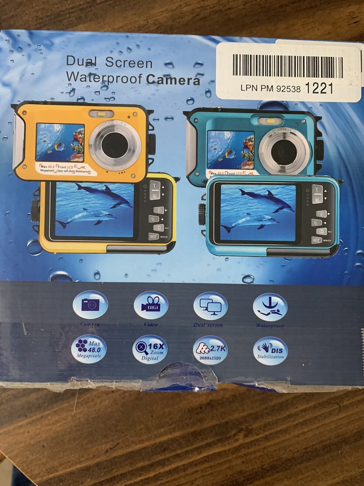 Compact Waterproof Camera for Snorkeling 48MP, 2.7K HD