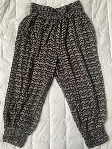 Anthropologie Size M Boho Palazzo Harem Elastic Abstract Jogger Pants Comfy Belt - Picture 1 of 7