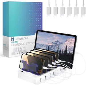 NEW Hercules Tuff LED Charging Station for Apple ETC 6 USB Fast Ports W6 CABLES - Picture 1 of 2