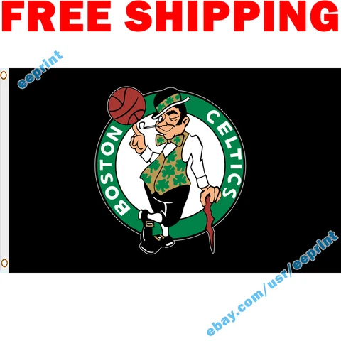 Deluxe Boston Celtics Logo BLACK Flag Banner 3x5 NBA 2022 Fan Home Decor NEW Cover