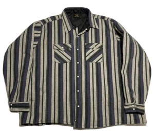 Vintage Herren 3XL Saddle King Western by Key Flanell Hemd Jacke gestreift isoliert - Bild 1 von 12
