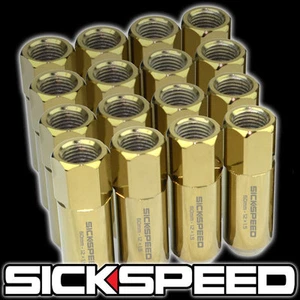 SICKSPEED 16 PC 24K GOLD 60MM STEEL LUG NUTS LUGS12X1.5 N16 - Picture 1 of 1