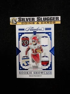 2022 Isiah Pacheco Panini Flawless Rookie Showcase Quad Relic Patch Blue /10 RC - Bild 1 von 2
