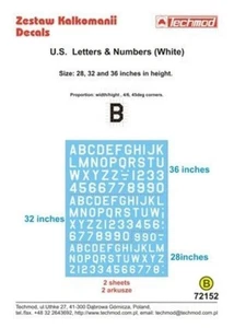 Techmod 72152 US Letters & Numbers (White) 1/72 scale decals - Picture 1 of 1