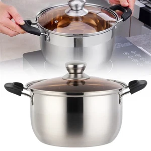 Soup Pot Stockpot With Handles Covered Stockpot Food Steamer Induction Base - Photo 1/12