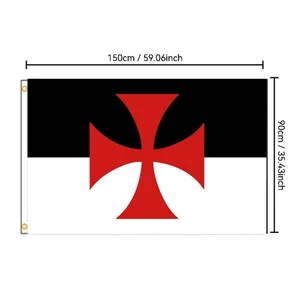 Red Cross Masonic Flag Black And White Polyester Knights Of Templar Pride Flag - Picture 1 of 6