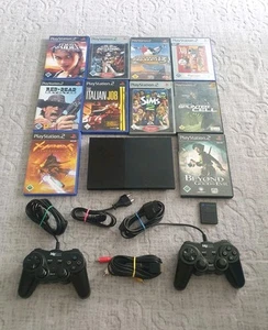 Sony Playstation 2 Slim + 10 SPIELE SCPH-90004 Schwarz + Controller + Speicher - Bild 1 von 21