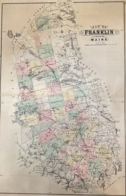 Colton's Maine Franklin County 1870 coloreado a mano Foto 1 de 4