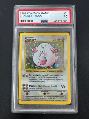 PSA 5 SHADOWLESS BASE SET 1999 POKEMON GAME #3 CHANSEY-HOLO - Image 1 of 2