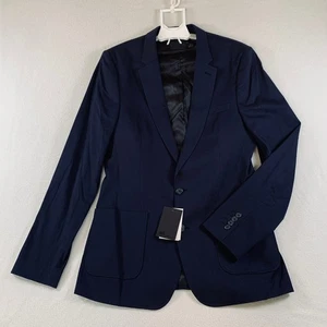 Neu mit Etikett Asos dunkelblauer Blazer Jacke mit zwei Knöpfen für Herren 40 Tall XLong Karriere - Bild 1 von 13
