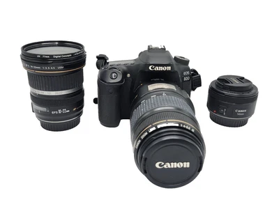 Câmera Canon EOS 80D e 3 lentes (EF-S 10-22mm/EF 75-300mm/EF 50mm) 0460921 - Imagem 1 de 4