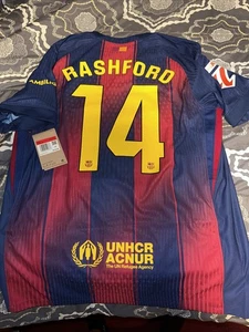 Nike Men's FC Barcelona Home Short Sleeve Jersey Size Large, Rashford 14 - Picture 1 of 2