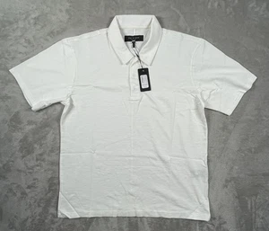 Rag & Bone Polo Shirt Mens Large White Classic Slub Jersey Short Sleeve New Tag - Picture 1 of 8
