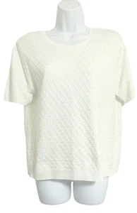 ALFRED DUNNER CREME PETITE M STRUKTUR STRICK RUNDHALS KURZARM OBERTEIL - Bild 1 von 16