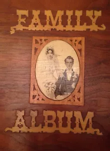 WOODEN book cover FAMILY ALBUM vintage FOLK ART photo WEDDING PICTURES steampunk - Picture 1 of 12