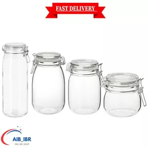 IKEA KORKEN Glas Gläser Gurken Marmelade Trinkflaschen Mason Clip Top luftdichter Deckel Neu - Bild 1 von 29