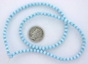 TWO Strand 4mm Round Baby Blue Round Fiber Optic Bead CLOSEOUT CLEARANCE fobsc2 - Picture 1 of 1