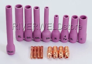 TIG KIT Alumina Nozzles, Collet Bodies Fit TIG Torch WP SR DB PTA 9 20 25,17PK - Picture 1 of 8