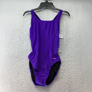 Sporti Women's Purple Solid Wide Strap Racerback One Piece Swimsuit Size 40