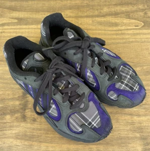 Adidas Yung 1 Torsion Shoes Kids Size 5 Black Purple Plaid Sneakers - Picture 1 of 9