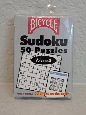 Bicycle Sudoku 50 Puzzles Volume 5 NEW 25 Easy and 25 Difficult Sealed Free Ship - Image 1 of 4