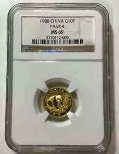 1988 NGC MS 69 Gold China 1/10oz Panda 10 Yuan G10Y .10 ounce FREE PRIORITY SHIP - Picture 1 of 5