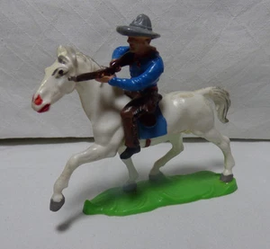 Juguete original de la RDA - Lisanto caballo de plástico hueco blanco con jinete armónica - Imagen 1 de 4