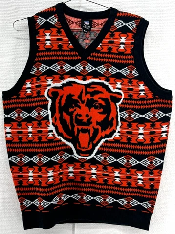 CHICAGO BEARS NFL FOOTBALL AZTEC PRINT SWEATER VEST Southwest Design sz M Vest Cover