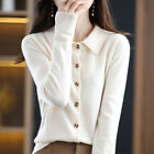 2023 New Cashmere Sweater Womens Polo Neck Style Knitted Cardigan Coat Tops