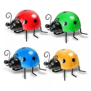 4 Pack Colorful Cute Garden Wall Art Decorative Yard Decorations Metal Ladybugs - Picture 1 of 8